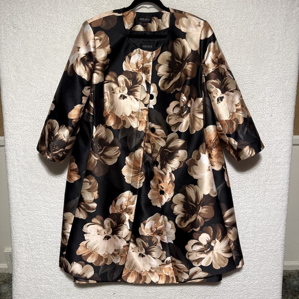 John Meyer 2pc Satin Floral Sheath Dress And Top Coat Women’s 20W Classy Church